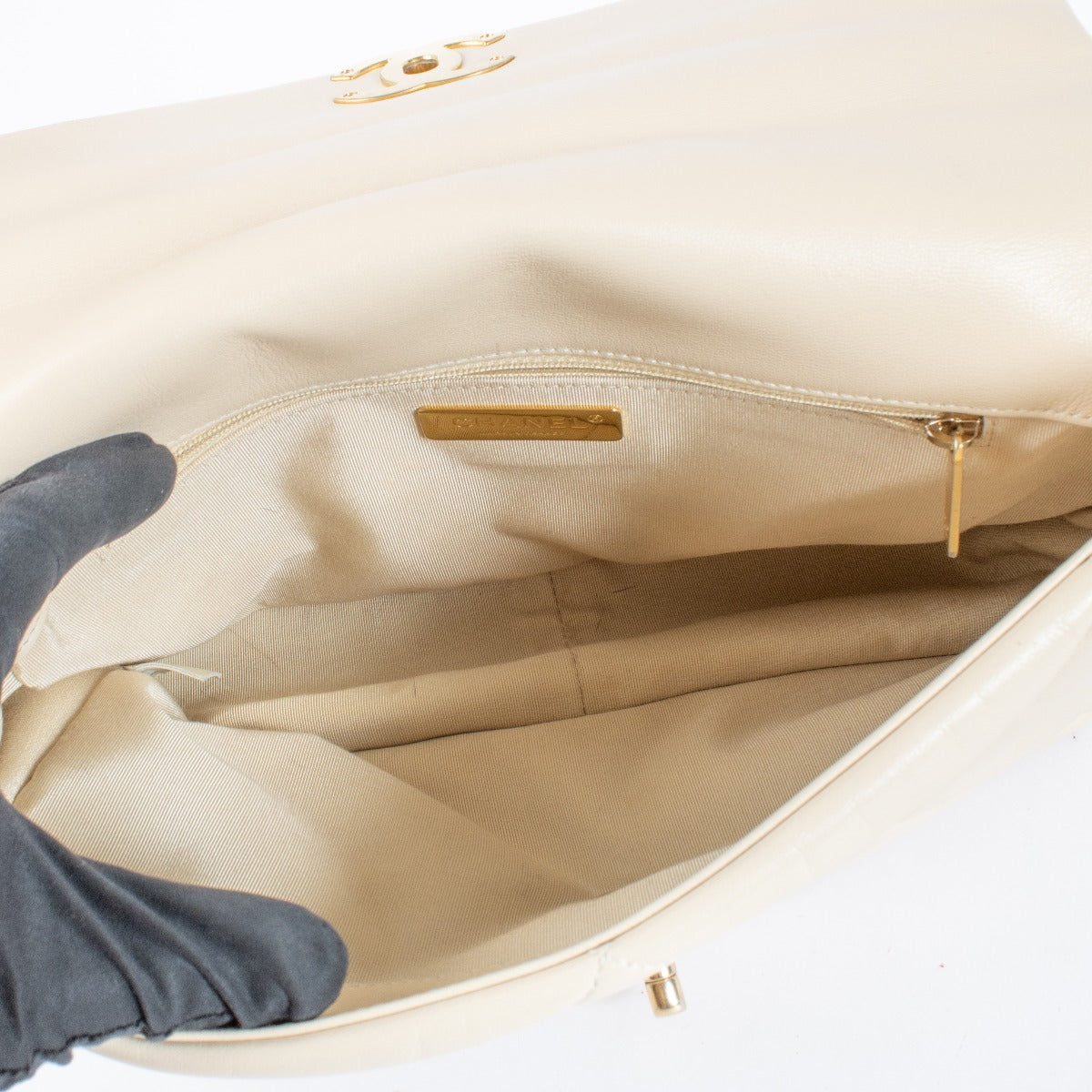 Authentic pre-loved Chanel Beige Large Chanel 19 Bag on Labellov.com