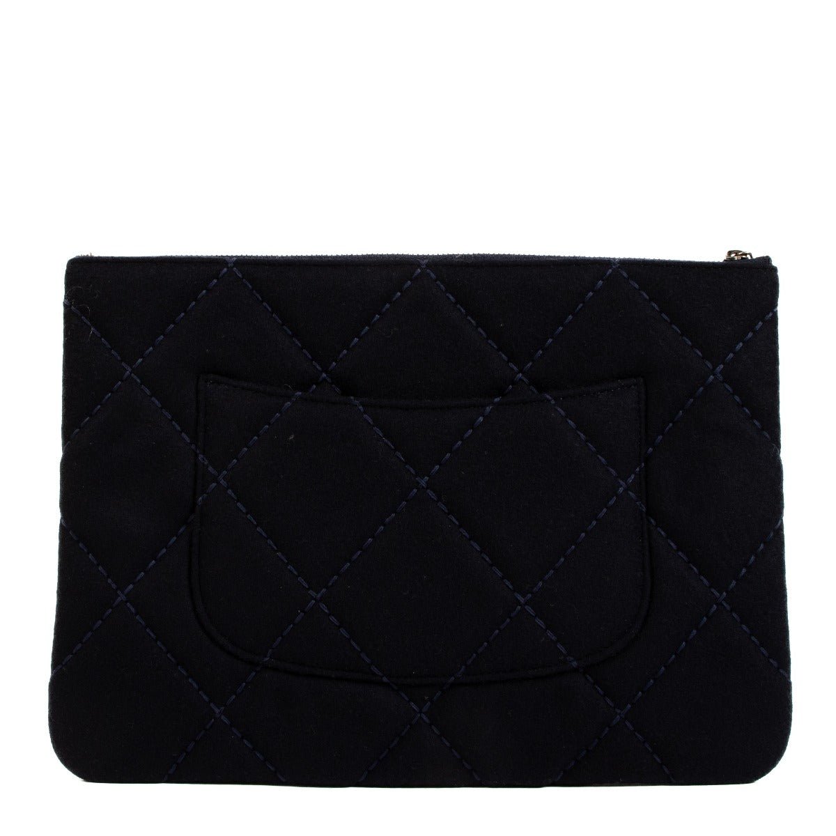 Shop 100% authentic second-hand Chanel Blue Felt Woven Classic Pouch Clutch on Labellov.com