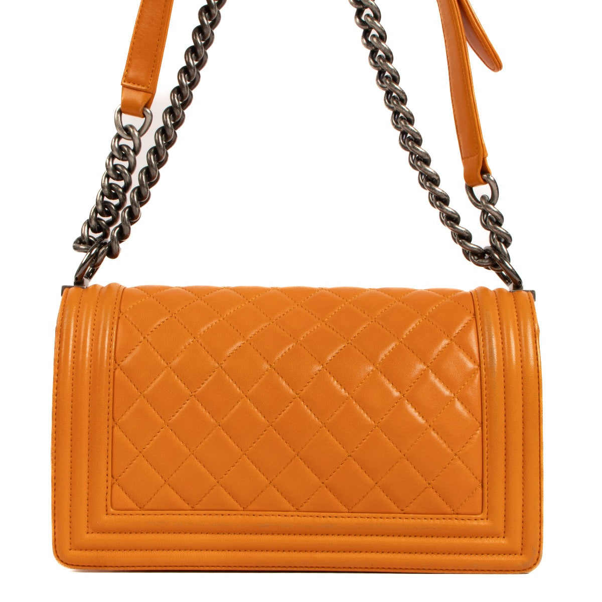 shop 100% authentic second hand Chanel Orange Calfskin Medium Boy Bag on Labellov.com