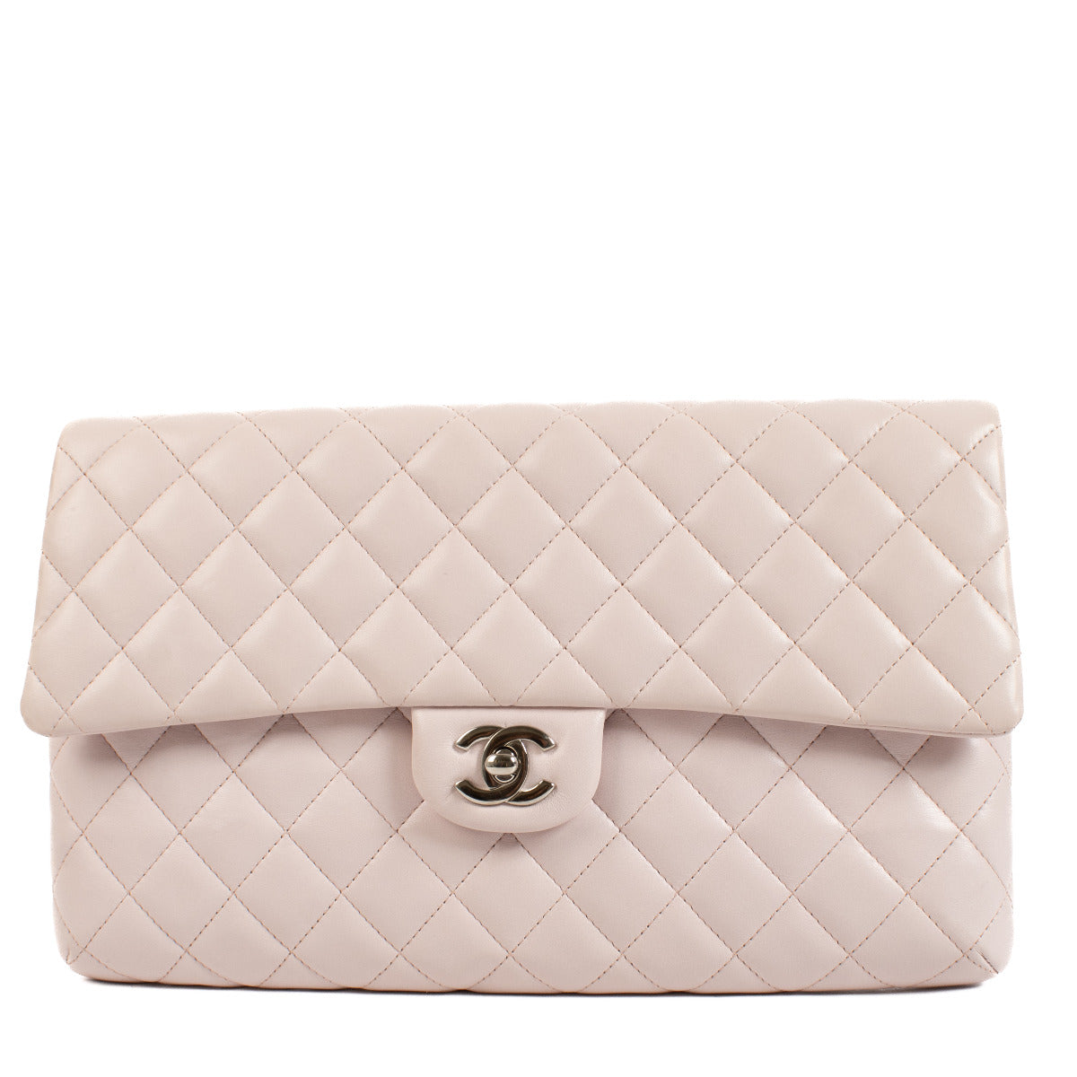 Chanel Pale Pink Quilted Clutch Bag