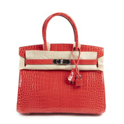Hermès Birkin 30 Rouge de Coeur Crocodile Porosus GHW only available at high end luxury webshop Labellov in Belgium