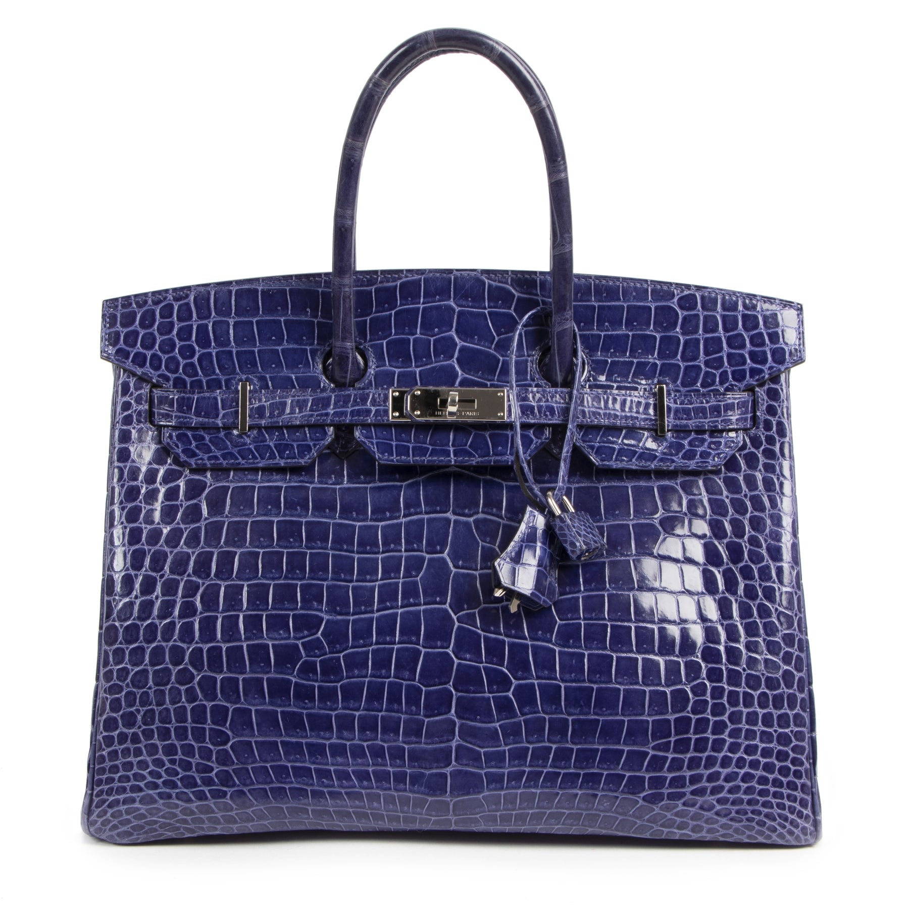Hermès Birkin 35 Blue Electrique Crocodile Porosus PHW exclusively available at Labellov
