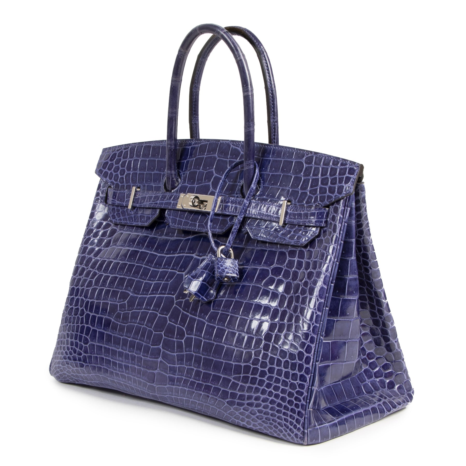 Hermès Birkin 35 Blue Electrique Crocodile Porosus PHW available online at Labellov
