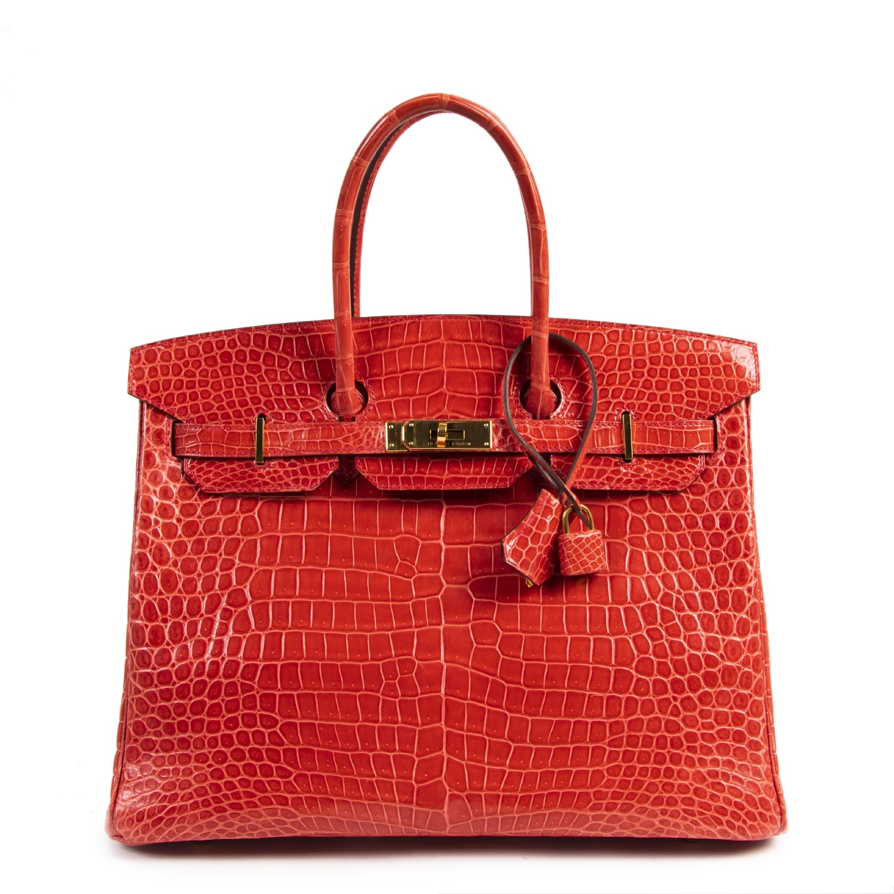 Hermès Birkin 35 Bougainvillier Crocodile Porosus GHW for sale at Labellov secondhand luxury in Antwerp Belgium