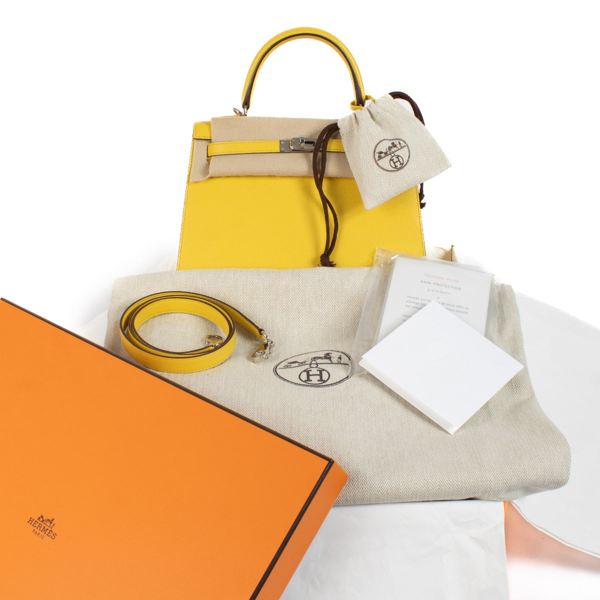 Hermès 2021 Kelly 25 Jaune De Naples Epsom PHW