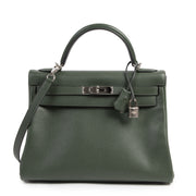 Hermes Kelly 32cm Vert Anglais Veau Evercolor PHW for the best price at Labellov