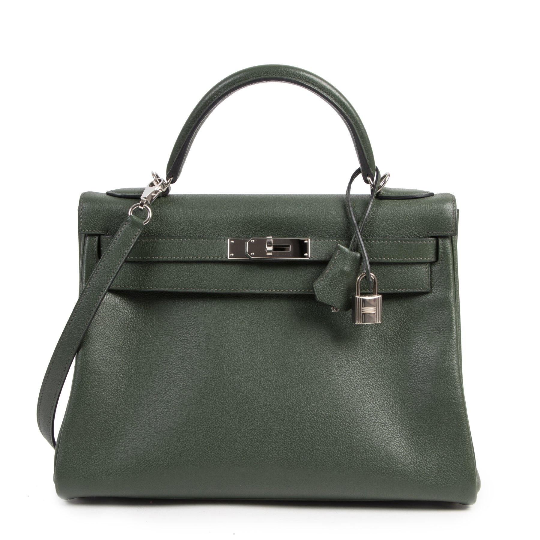 Hermes Kelly 32cm Vert Anglais Veau Evercolor PHW for the best price at Labellov