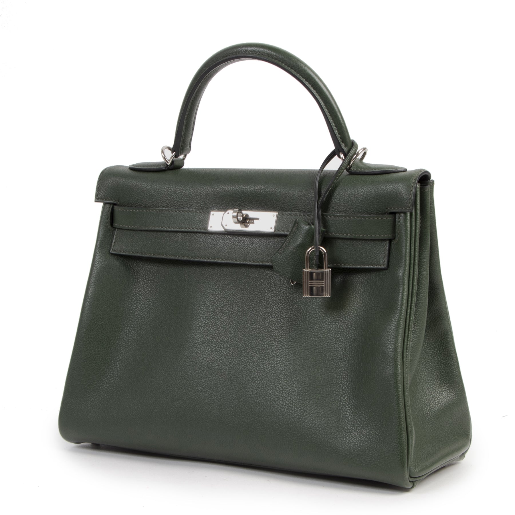 Very rare and exclusive Hermes Kelly 32cm Vert Anglais Veau Evercolor PHW