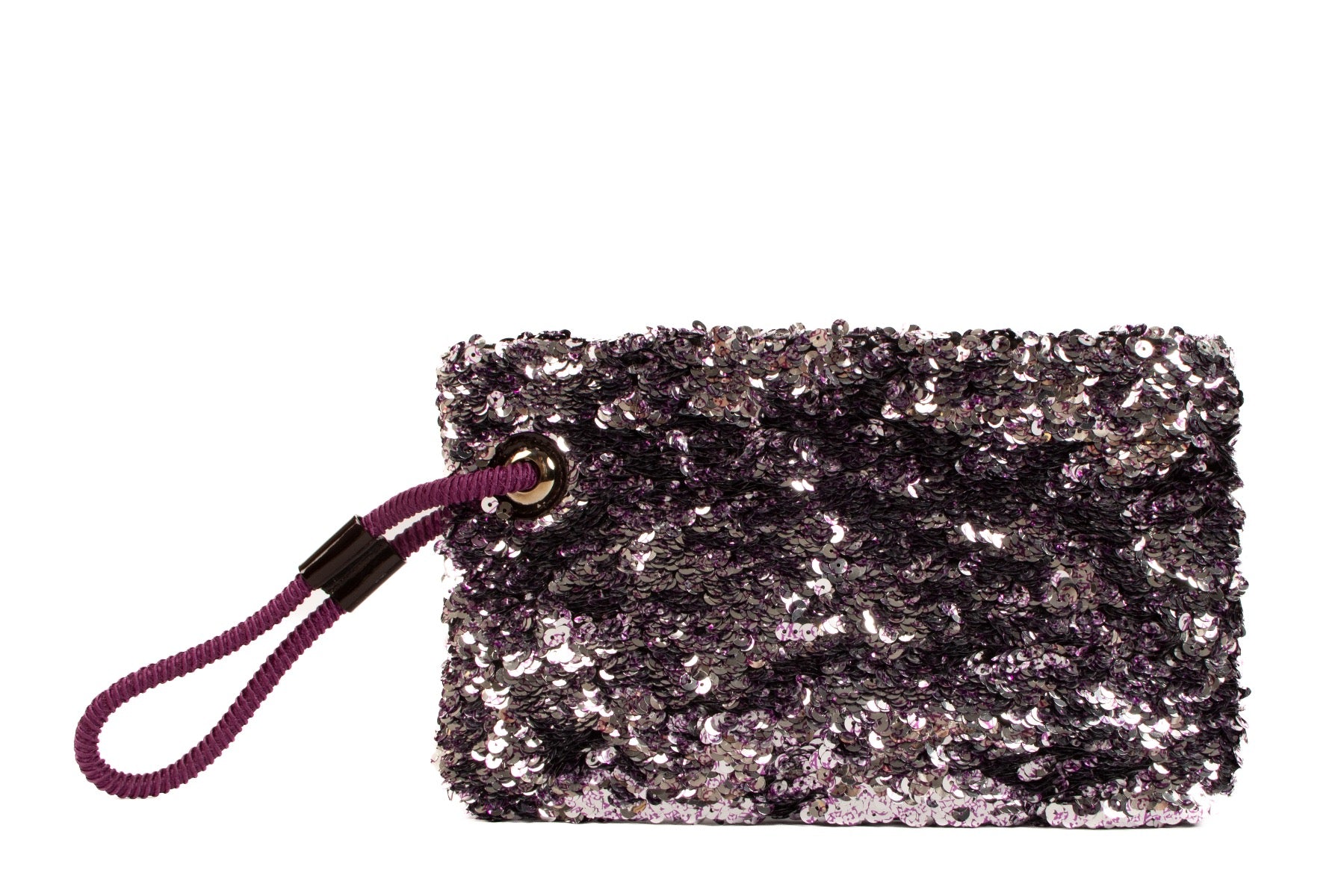 Shop safe online at Labellov in Antwerp, Brussels and Knokke this 100% authentic second hand Louis Vuitton Silver and Violette Sequin Rococo Pochette Clutch