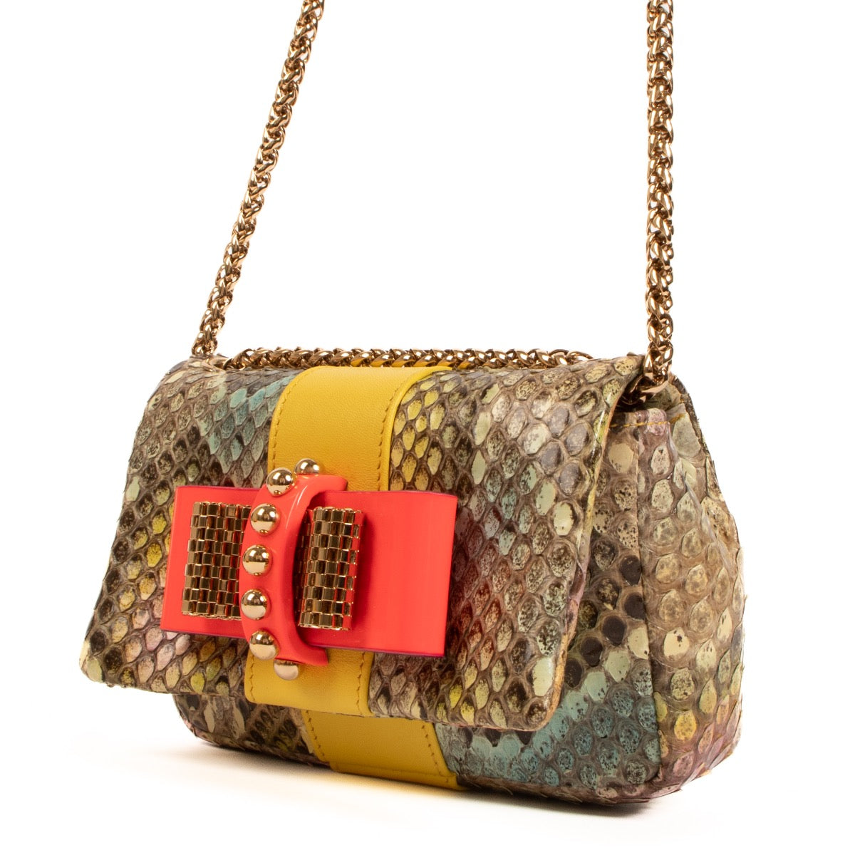 Sac bandoulière mini Christian Louboutin Python Sweet Charity