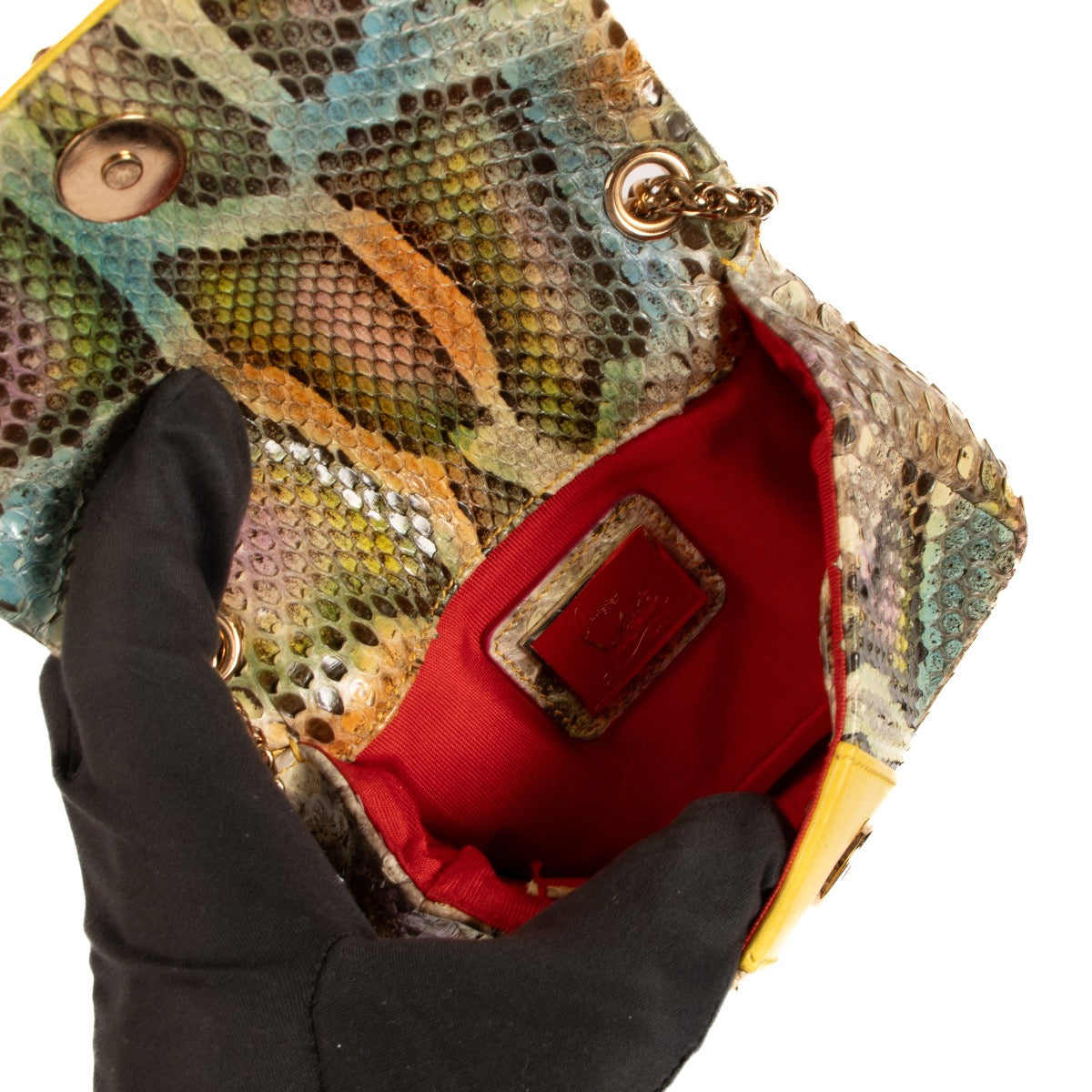 Sac bandoulière mini Christian Louboutin Python Sweet Charity