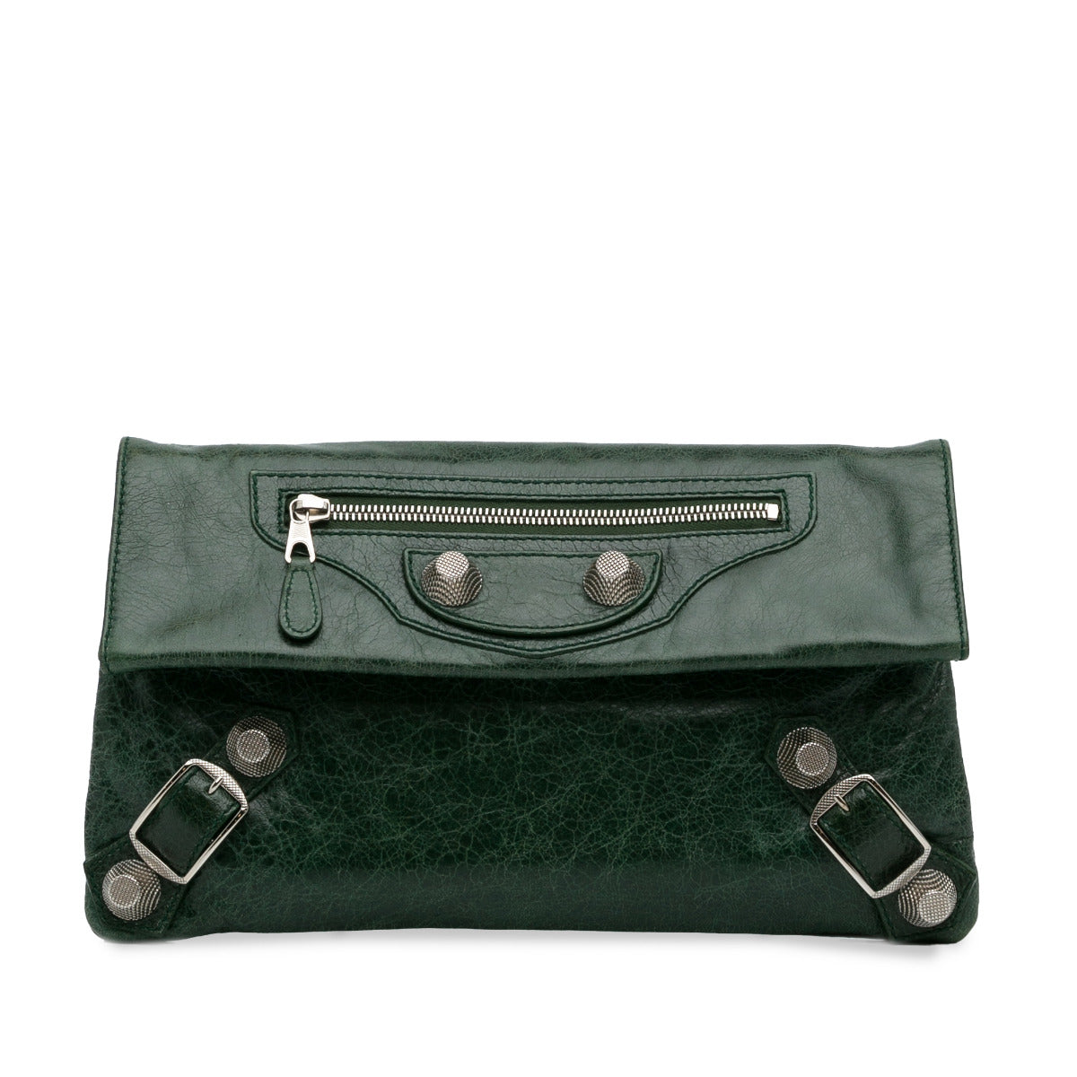 Balenciaga Green Envelope Clutch Bag