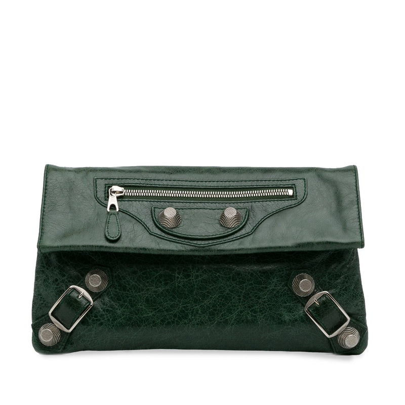 Balenciaga Green Envelope Clutch Bag