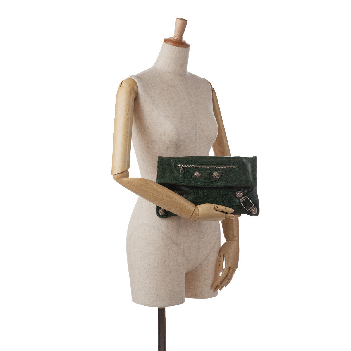 Balenciaga Green Envelope Clutch Bag