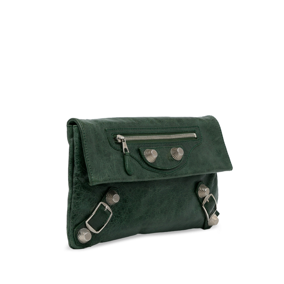 Balenciaga Green Envelope Clutch Bag