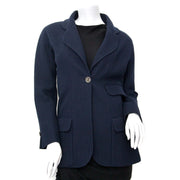 Buy your authentic Chanel Navy Blue Longline Blazer for the best price