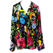 Gucci Floral Black Crepe De Chine Tie-Waist Pajama Blouse - Size 34 'Buy authentic secondhand Gucci blouses at the right price at LabelLOV, safe and secure online shopping. Koop authentieke tweedehands Gucci bloezen aan de juiste prijs bij LabelLOV.'