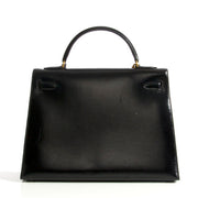 Hermès Vintage Kelly 32 Sellier Black Box Calf GHW