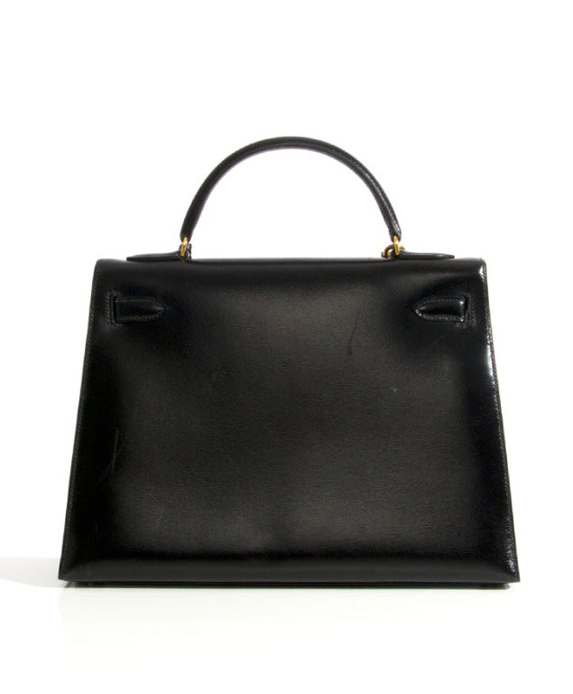 Hermès Vintage Kelly 32 Sellier Black Box Calf GHW