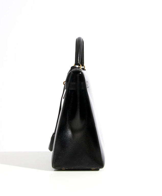 Hermès Vintage Kelly 32 Sellier Black Box Calf GHW