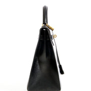Hermès Vintage Kelly 32 Sellier Black Box Calf GHW
