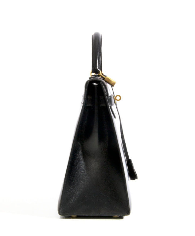 Hermès Vintage Kelly 32 Sellier Black Box Calf GHW