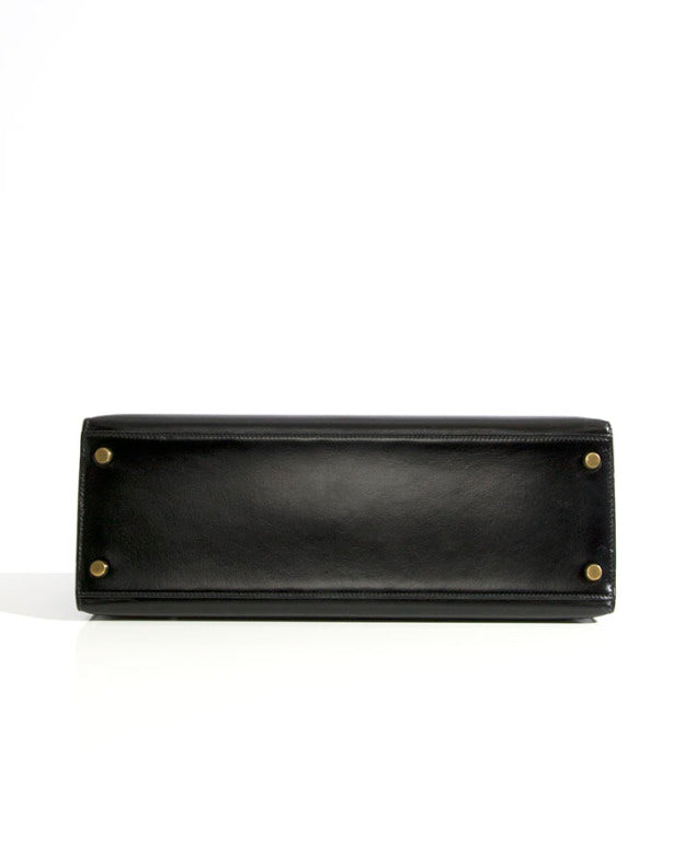 Hermès Vintage Kelly 32 Sellier Black Box Calf GHW