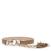 Authentieke Tweedehands Gucci Camel Leather Horsebit Tassel Belt - Size 85 designer accessoires vintage webshop fashion veilige betaling luxe high end brands winkelen Antwerpen België
