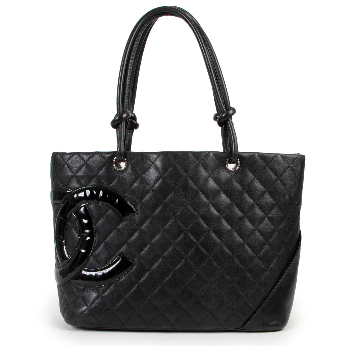 Chanel Black Cambon Signature Quilted Shoulder Bag for the best price at Labellov secondhand luxury in Antwerp Belgium