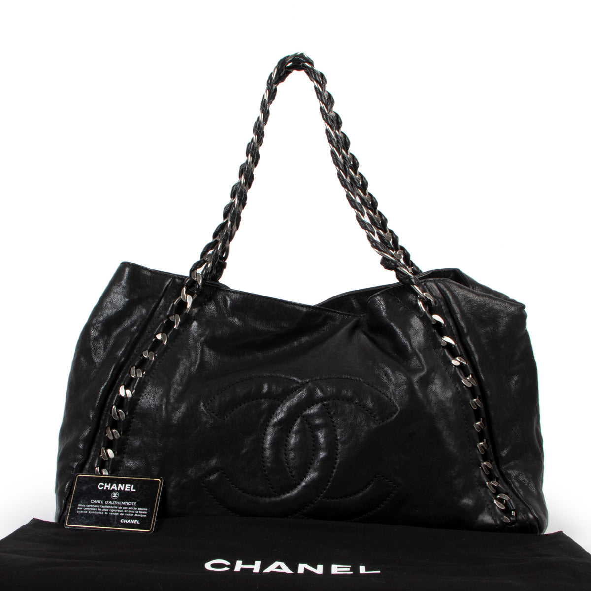 Chanel Black rock chain shopper tote bag for the best price at Labellov secondhand luxury bag