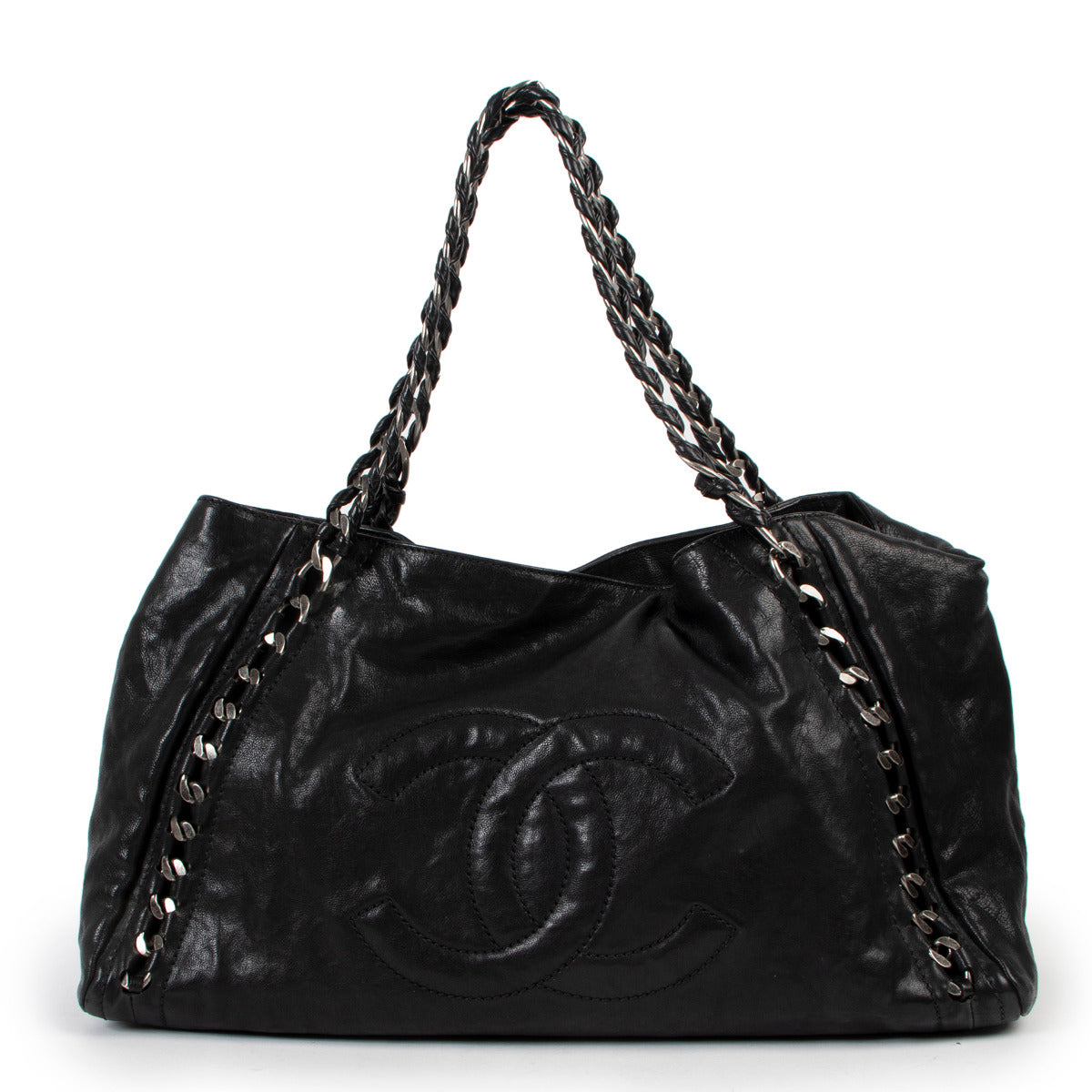 Chanel Black rock chain shopper tote bag