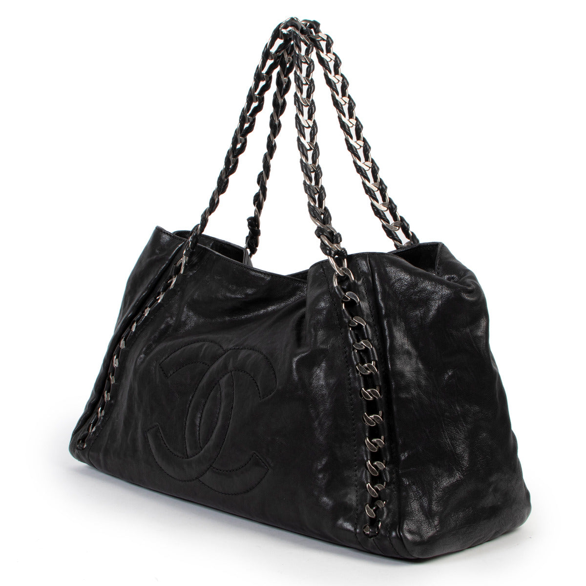 Chanel Black rock chain shopper tote bag pour le meilleur prix chez Labellov a Anvers Belgique site en ligne www.labellov.com