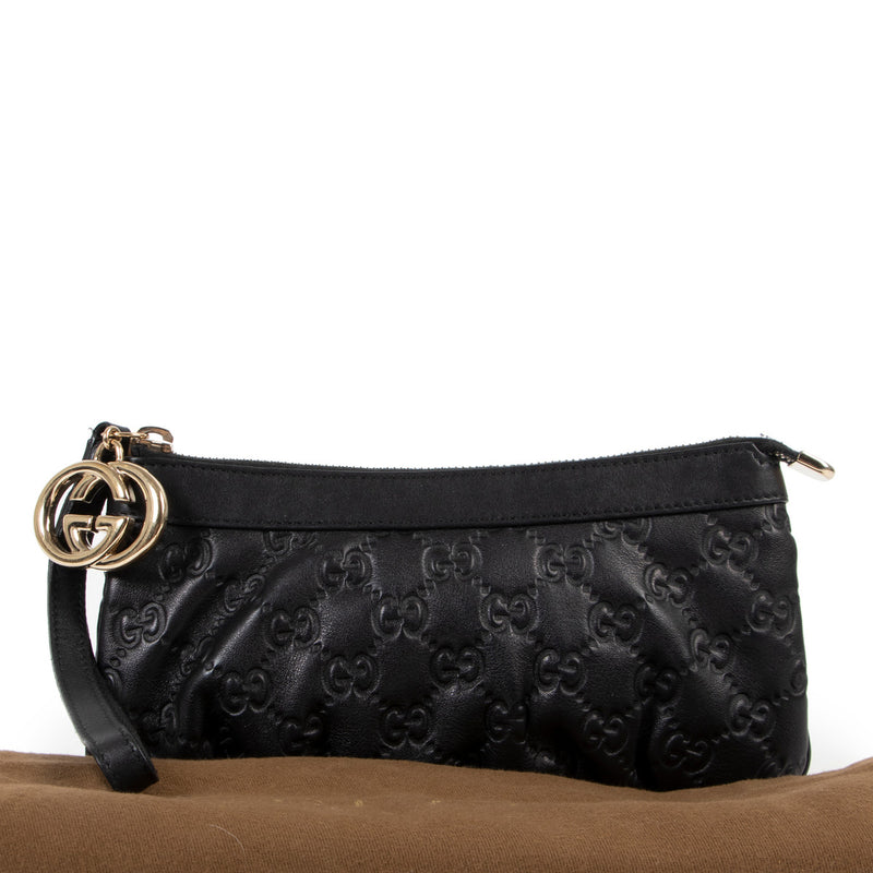 Gucci Black Guccissima Wallet Pouch