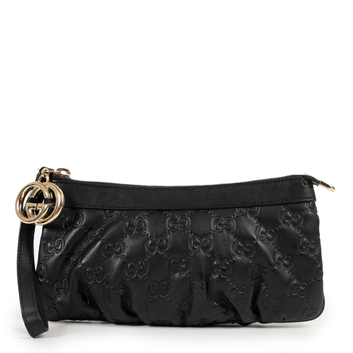 Gucci Black Guccissima Wallet Pouch for the best price at Labellov secondhand luxury in Antwerp Belgium