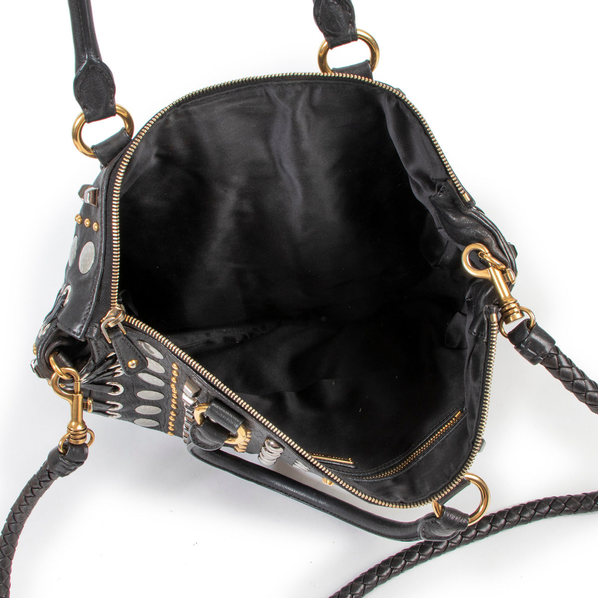 Miu Miu Zwarte Schoudertas Met All-Over Studs