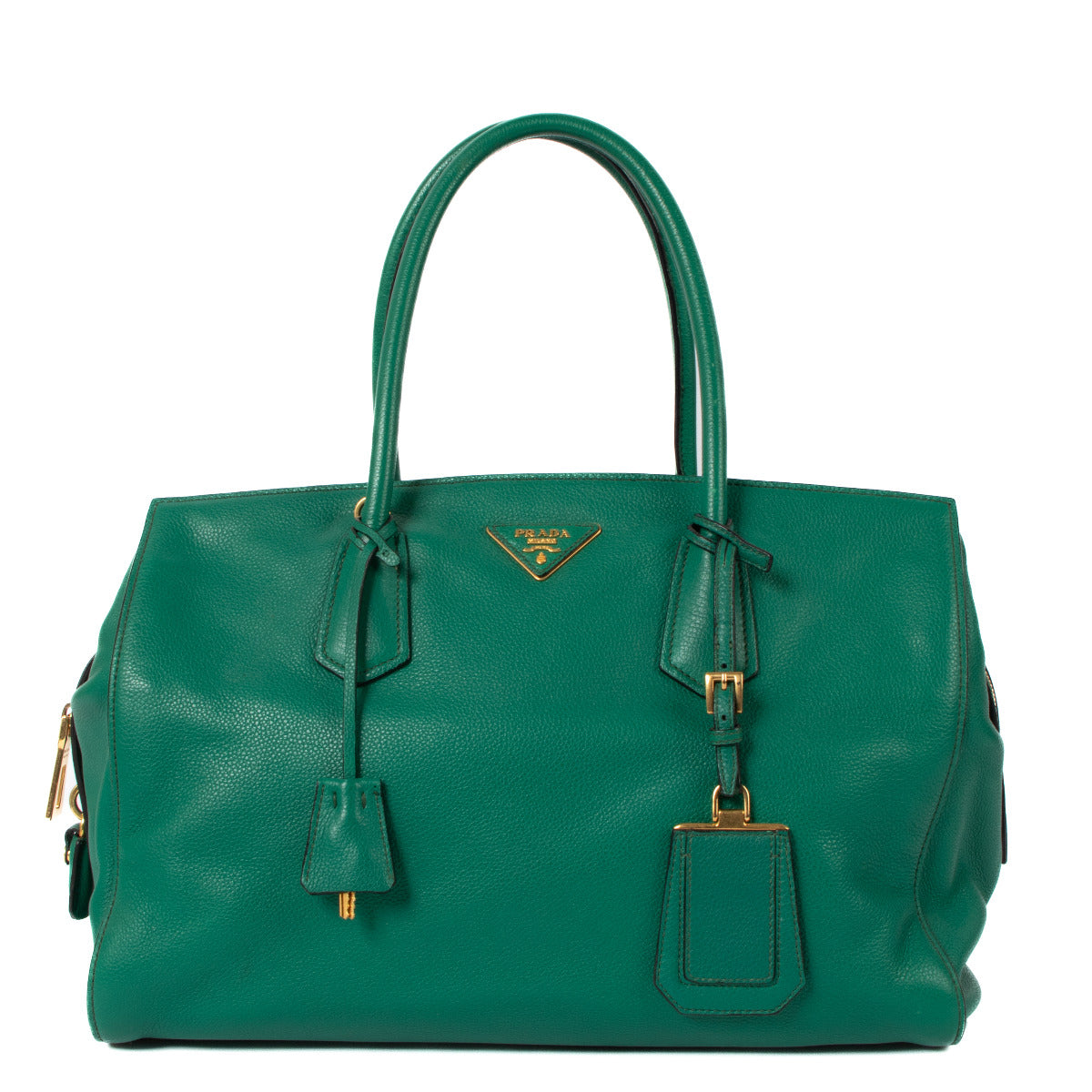 Prada Green Vitello Grain Tote Bag