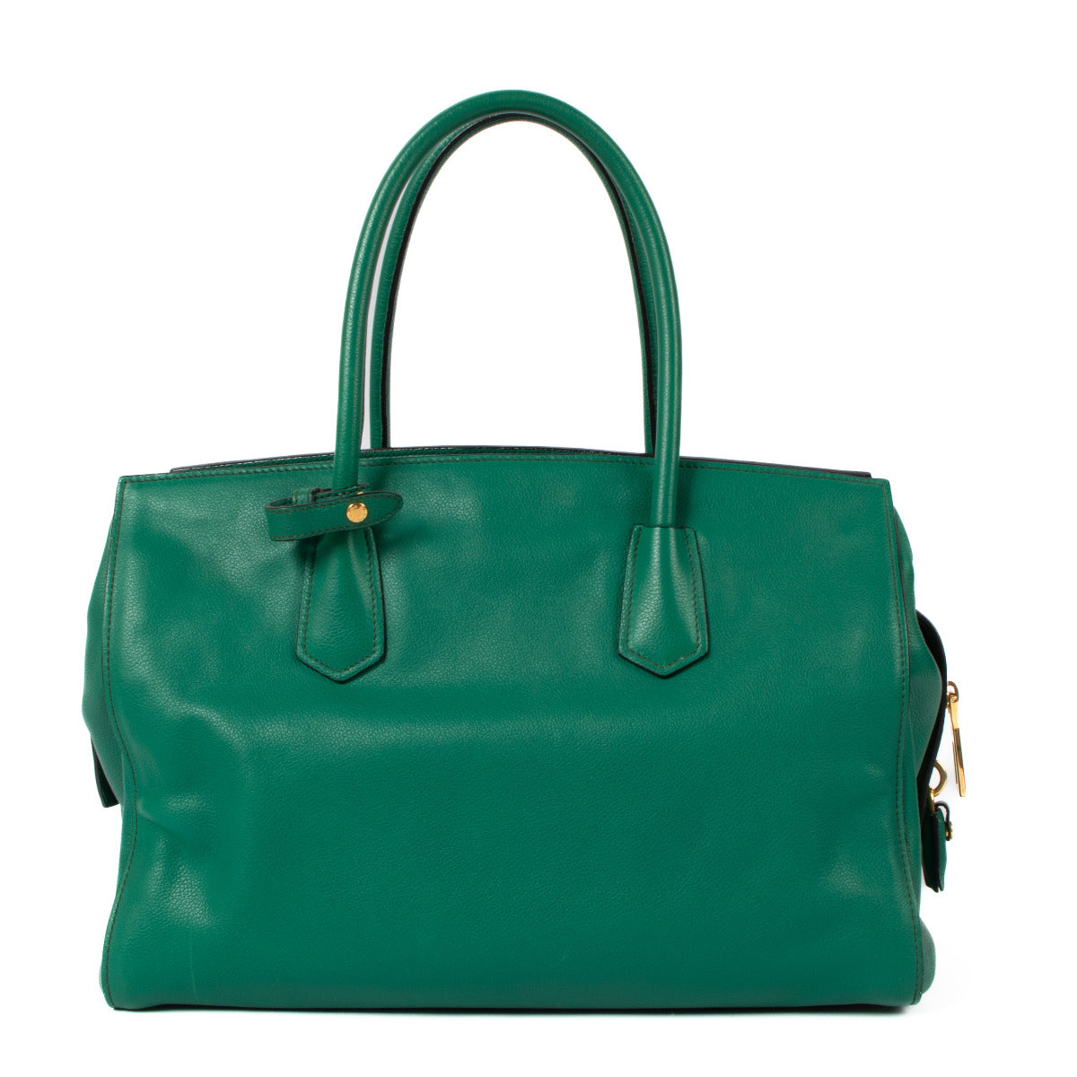 Sac cabas Prada en cuir grainé Vitello vert