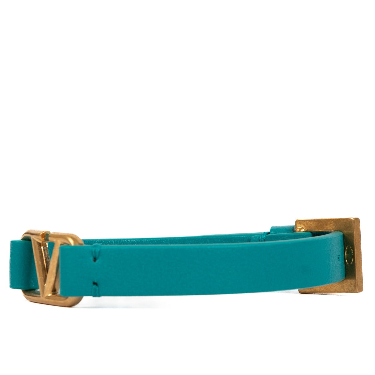 Valentino Garavani Green Leather Vlogo Bracelet