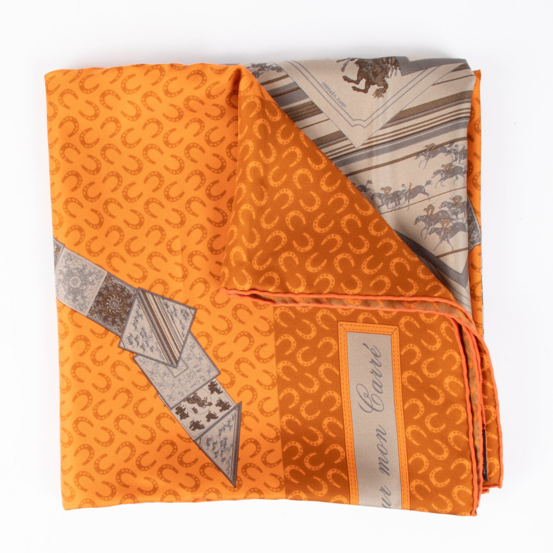 Hermès Oranje A Cheval Sur Mon Carré Zijden Sjaal 90