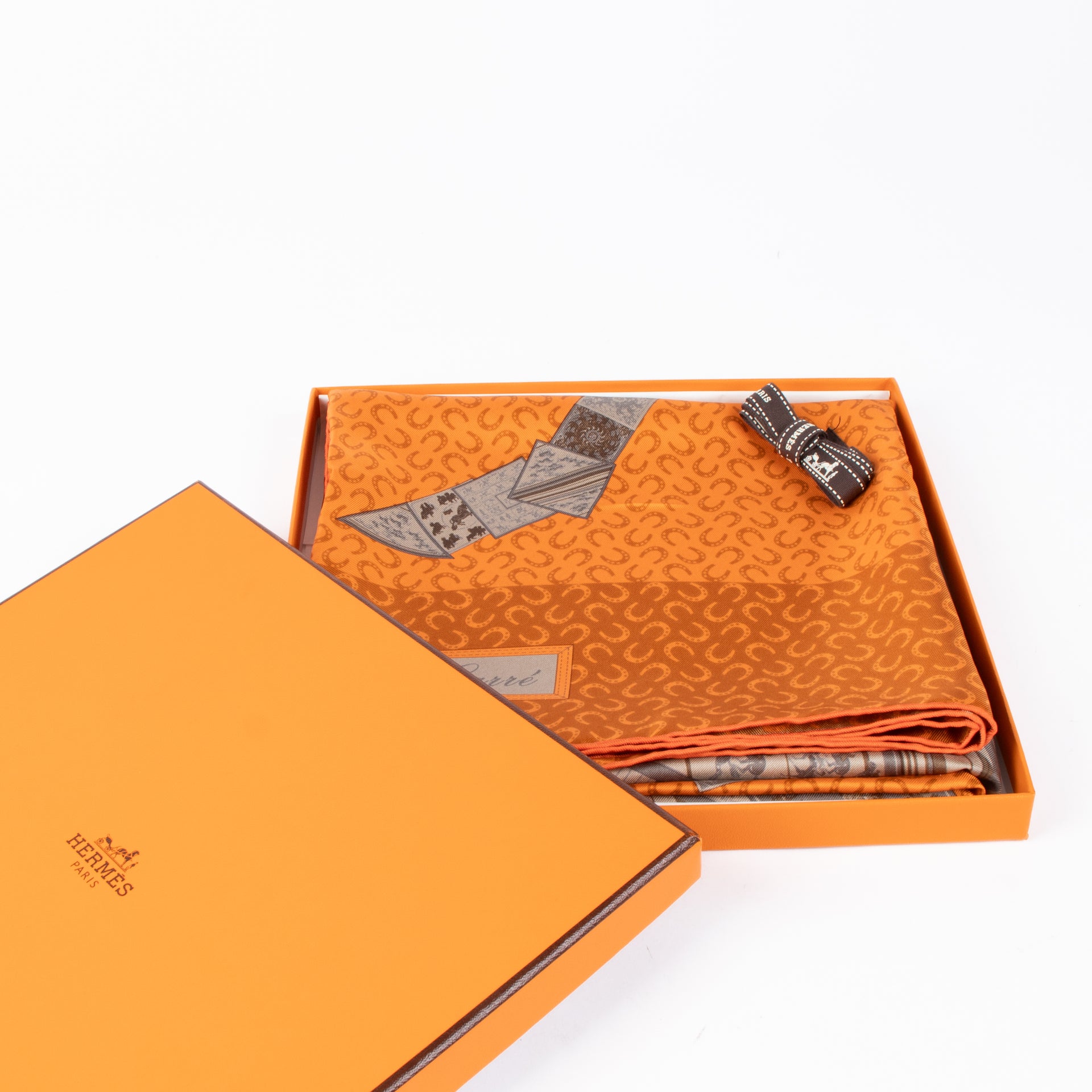 Hermès Oranje A Cheval Sur Mon Carré Zijden Sjaal 90