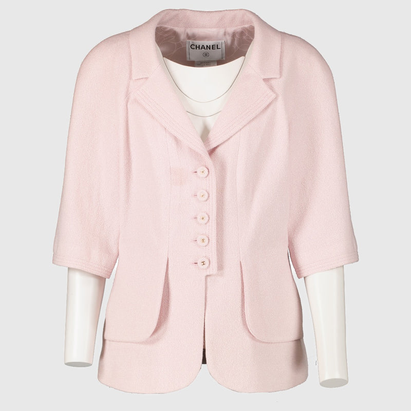 authentic preloved Chanel Pink Tweed Jacket - Size FR40 on Labellov.com