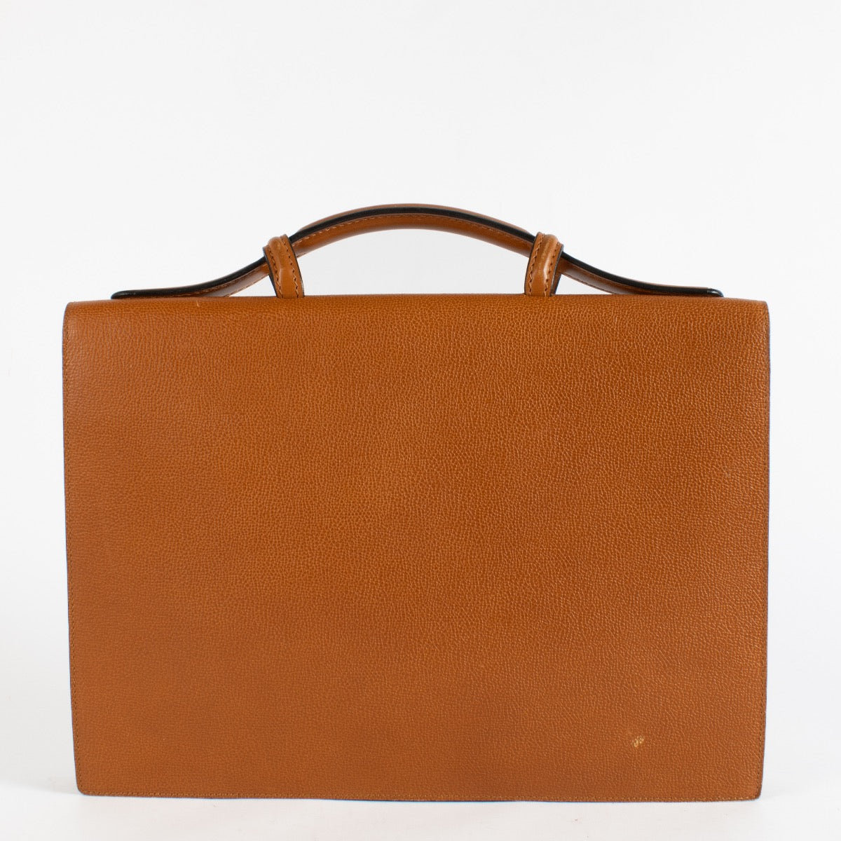 Delvaux Message Camel Slekely 1992 vintage briefcase in smooth tan leather.