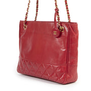 Authentic secondhand Chanel Vintage Red Shopping Tote designer bags fashion luxury vintage webshop safe secure online shopping