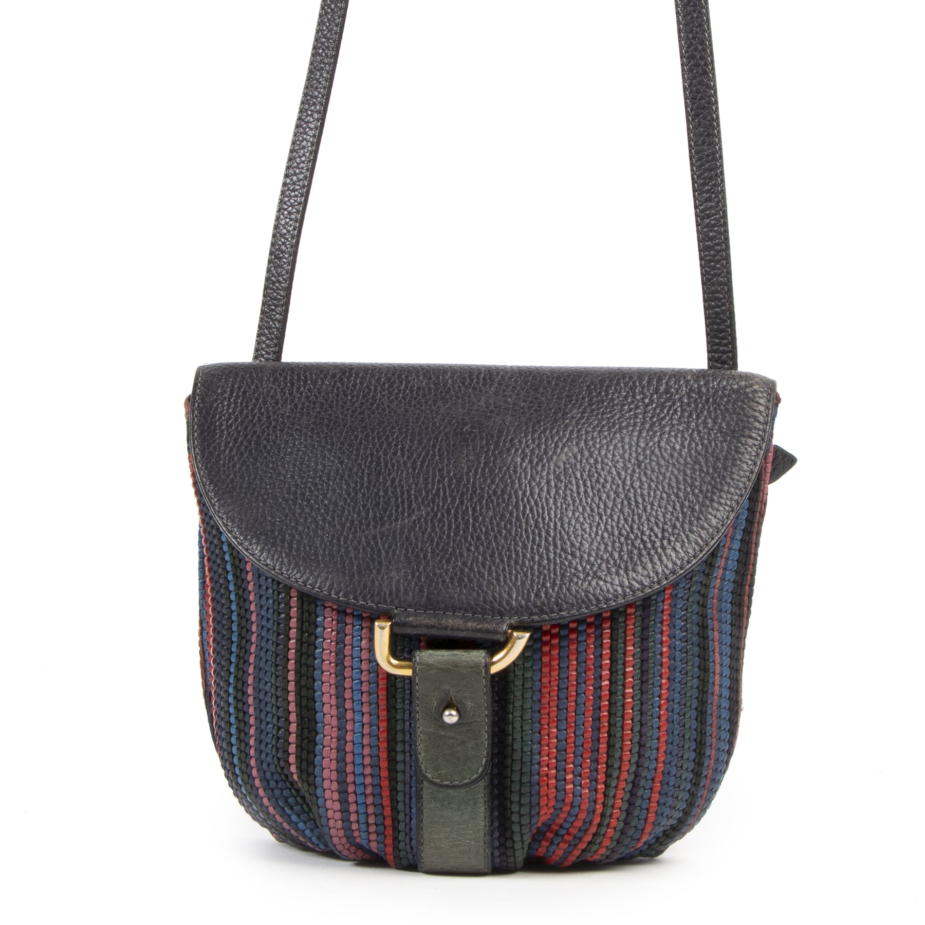 Koop uw authentieke designer Delvaux Multicolor Toile De Cuir Crossbody Bag