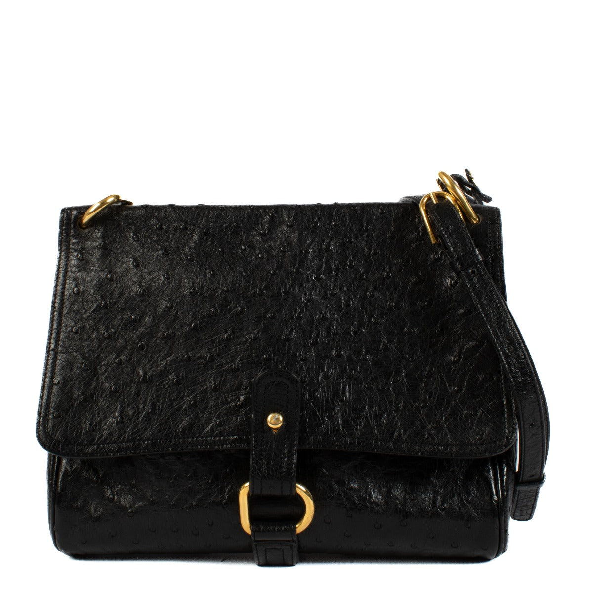 Shop 100% authentic secondhand Delvaux Black Vintage Ostrich Crossbody Bag on Labellov.com