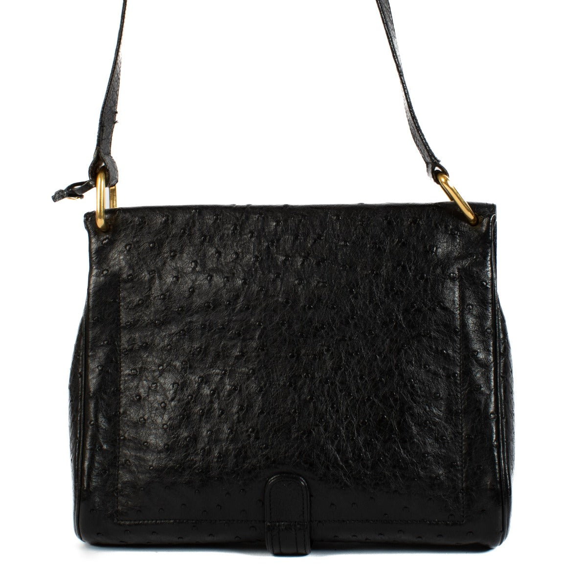 Shop 100% authentic secondhand Delvaux Black Vintage Ostrich Crossbody Bag on Labellov.com