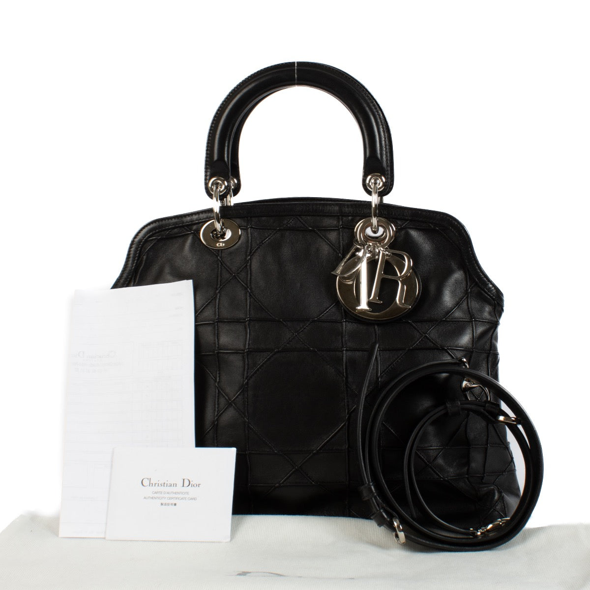 shop 100% authentic second hand Christian Dior Black Lambskin Cannage Tote Bag on Labellov.com