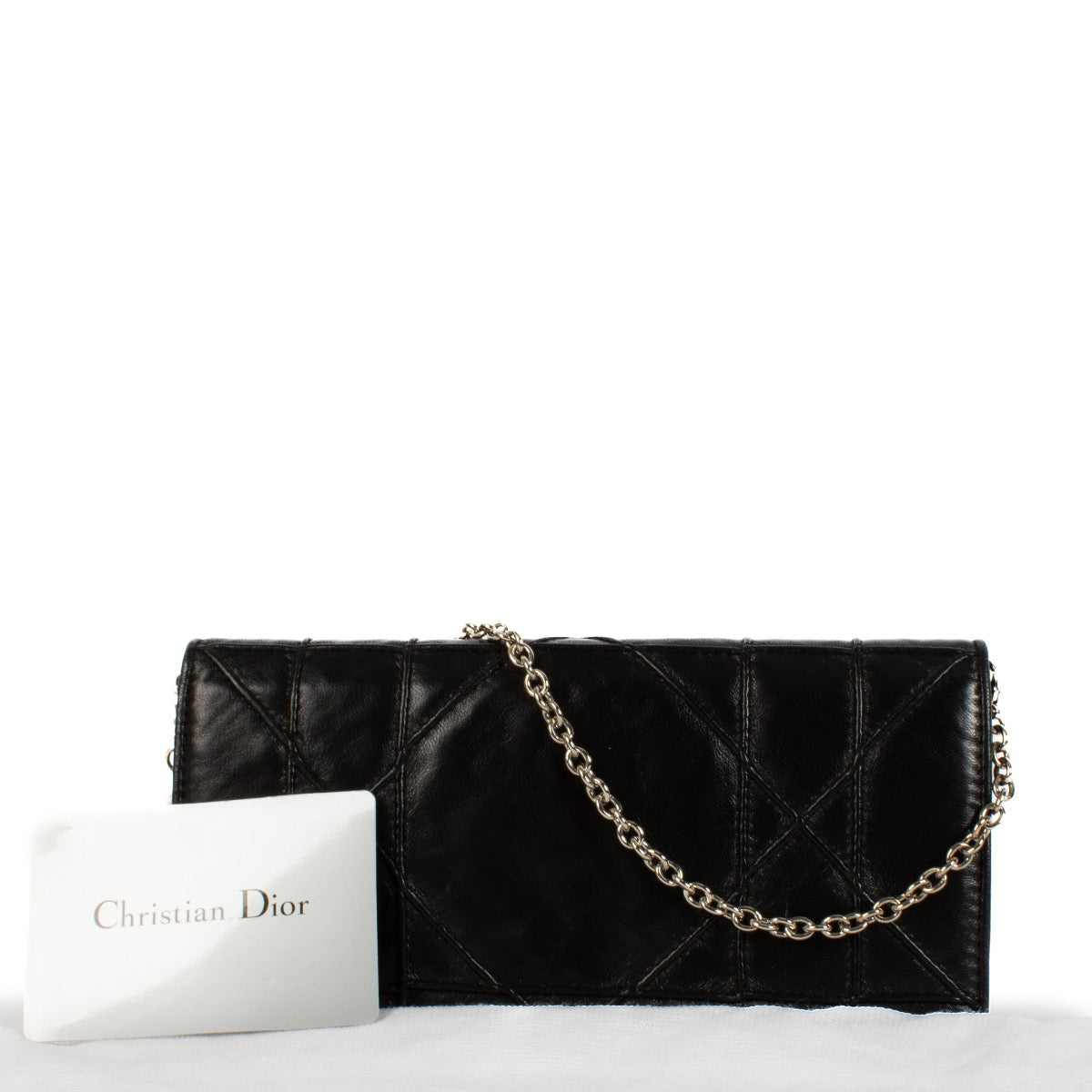 shop 100% authentic second hand Christian Dior Black Lambskin Chain Clutch on Labellov.com
