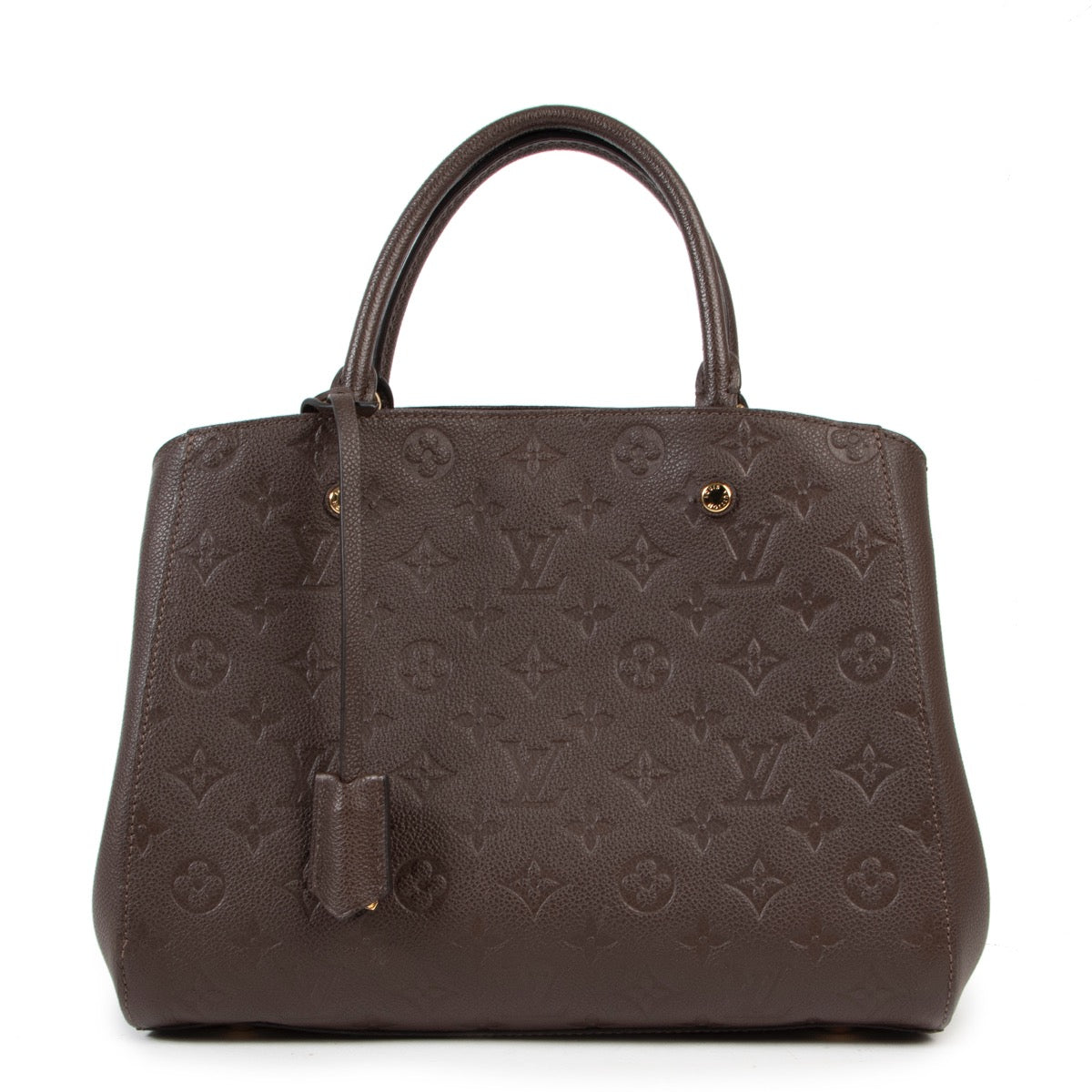Shop safe online authentic Louis Vuitton Brown Monogram Montaigne MM Top Handle Bag at the right price.