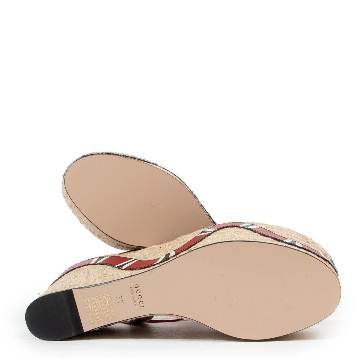 Gucci Snake Raffia Platform Espadrille Sandals - Size 37